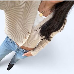 Women's Beige Cardigan Sweater